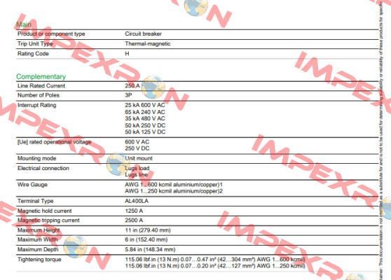 LHL36250 Square D (Schneider Electric)