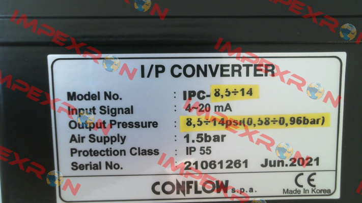 PC converter 0-18 PSI CONFLOW